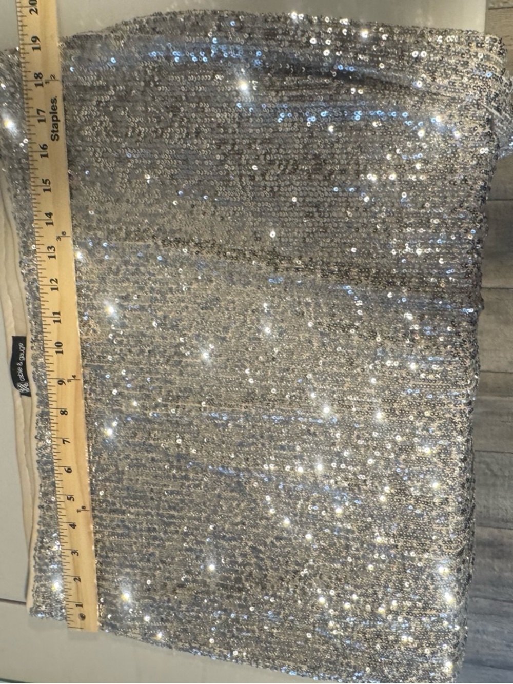 Cable & Gauge Silver Sequin Pencil Skirt Midi Stretch Lined - Picture 7 of 9